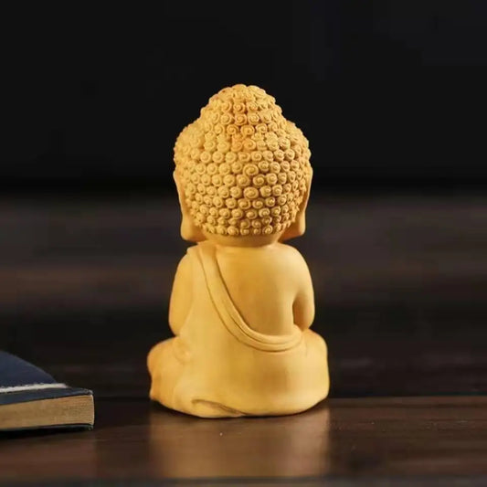 Miniature Woodcarving Baby Buddha Interior Accessories