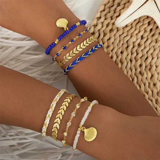 4pcs/set Bohemia Shell Bracelets – Ethnic Style Summer Jewelry for Women & Girls